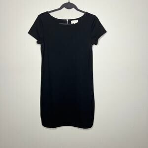 Lou & Grey Black Short Sleeve Boat Neck‎ Unlined Back Zip Shirt Dress Size Small